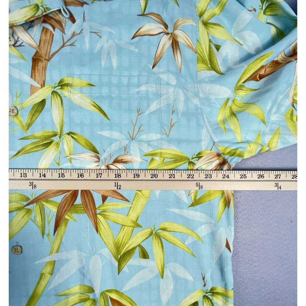 Tommy Bahama Shirt Mens XL Blue Bamboo Print Silk‎ Short Sleeve Camp Button Up - Picture 5 of 7